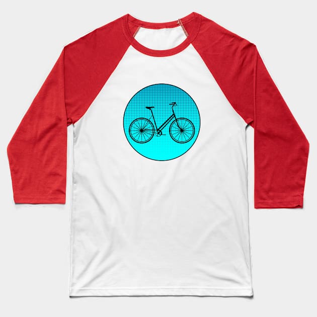 Blue Polka Dot Bike Baseball T-Shirt by CreativePhil